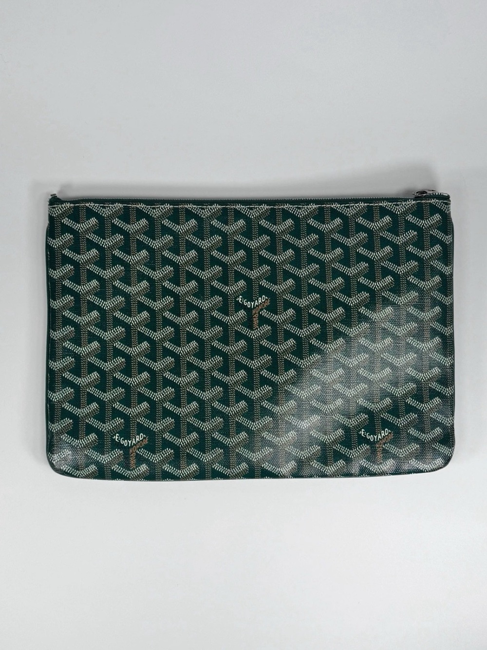 Goyard Saint-Marc Pouch in Forest Green with Chevron Motif